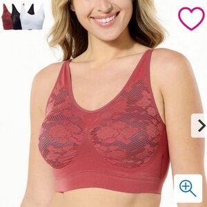 #1235 Rhonda Shear 3-pack Ahh Bra with Adjustable Straps and Lace Detail 851-113